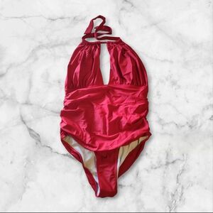 Red Halter One-Piece Swimsuit